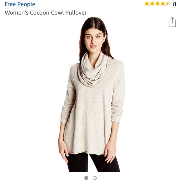 Free People Women's Cream Cocoon Cowl Pullover top - Picture 2 of 10